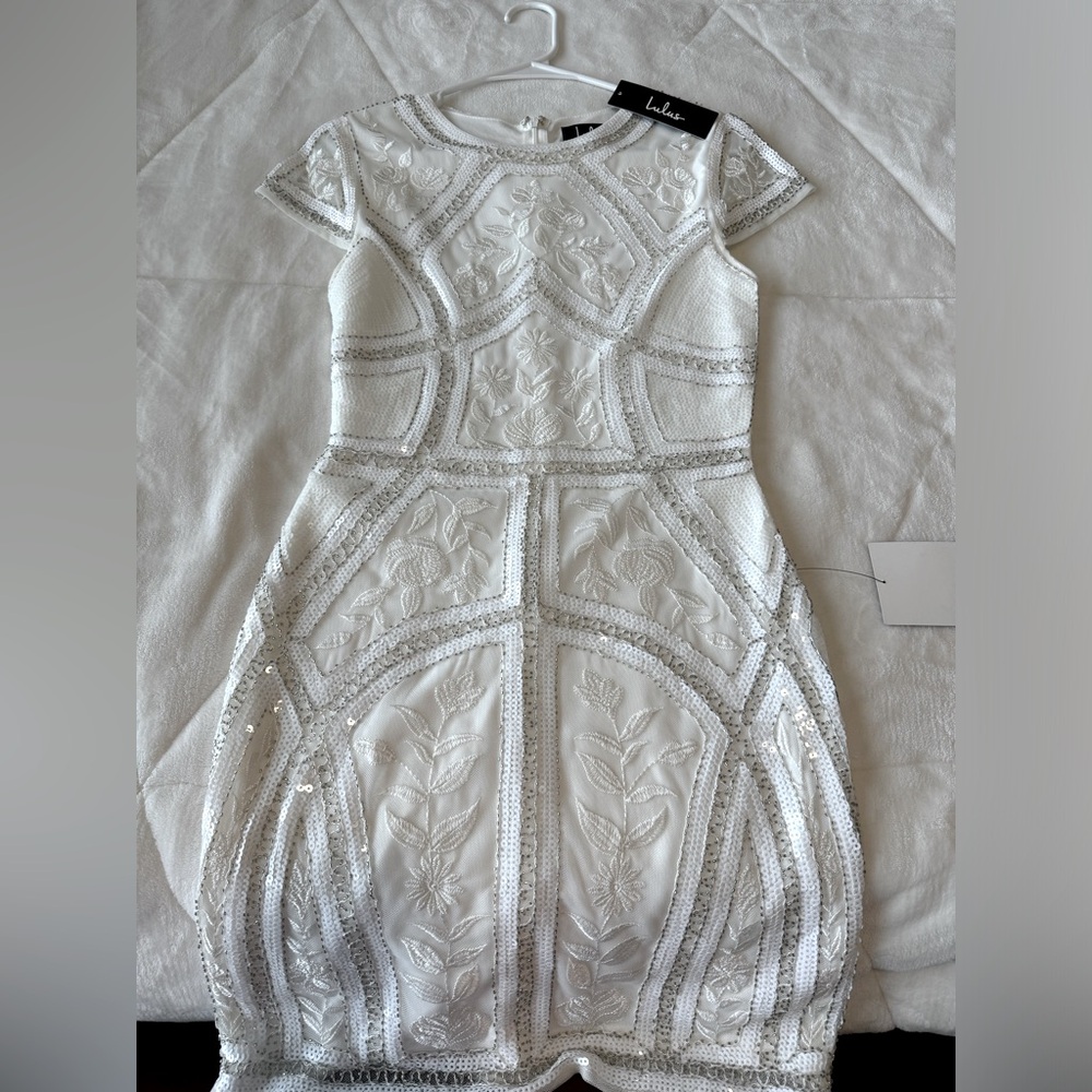 Lulus Spread Your Shine White Sequin Embroidered Bodycon Dress